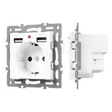 Изображение Механизм розетки с USB зарядкой SCT-MUAA-PL-WH (250V, 16A) (Arlight, -)